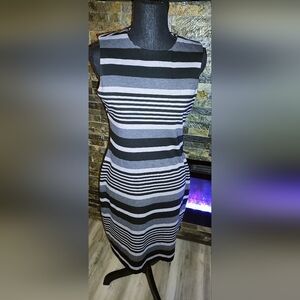 Calvin Klein Striped Black and Gray Dress Size 4